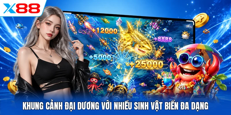 Khung cảnh đại dương với nhiều sinh vật biển đa dạng